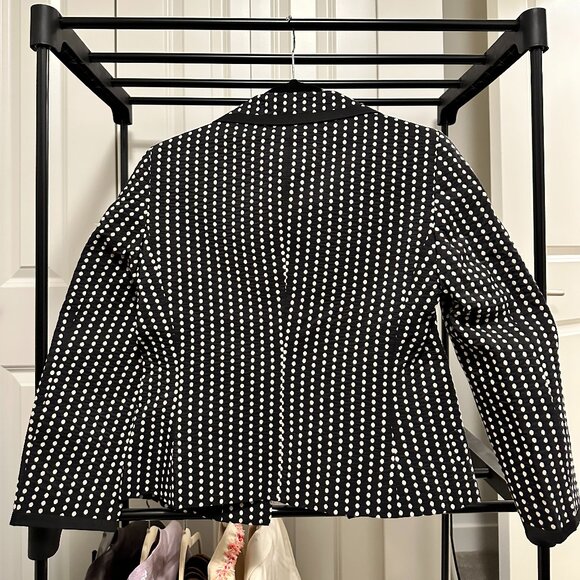 Hugo Boss Polkadot Blazer in Black and white with Ribbon Tie detail. - Picture 3 of 4